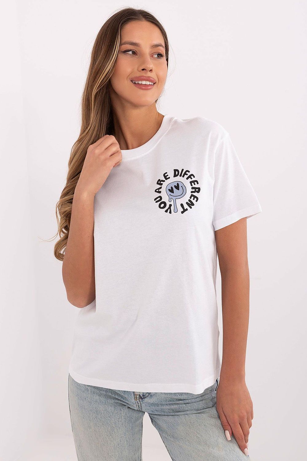 Women's Grey and White T-shirt detail view