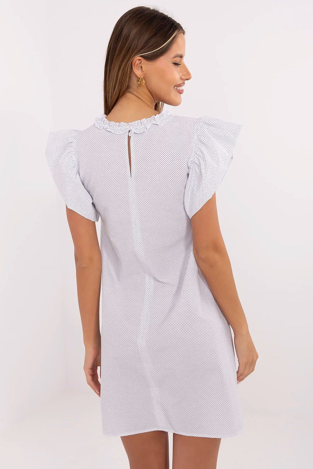 white flared ruffle day dress view 16