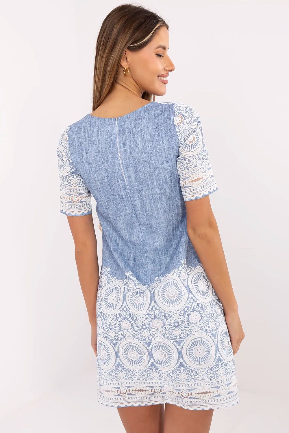 blue short sleeve day dress alternate angle