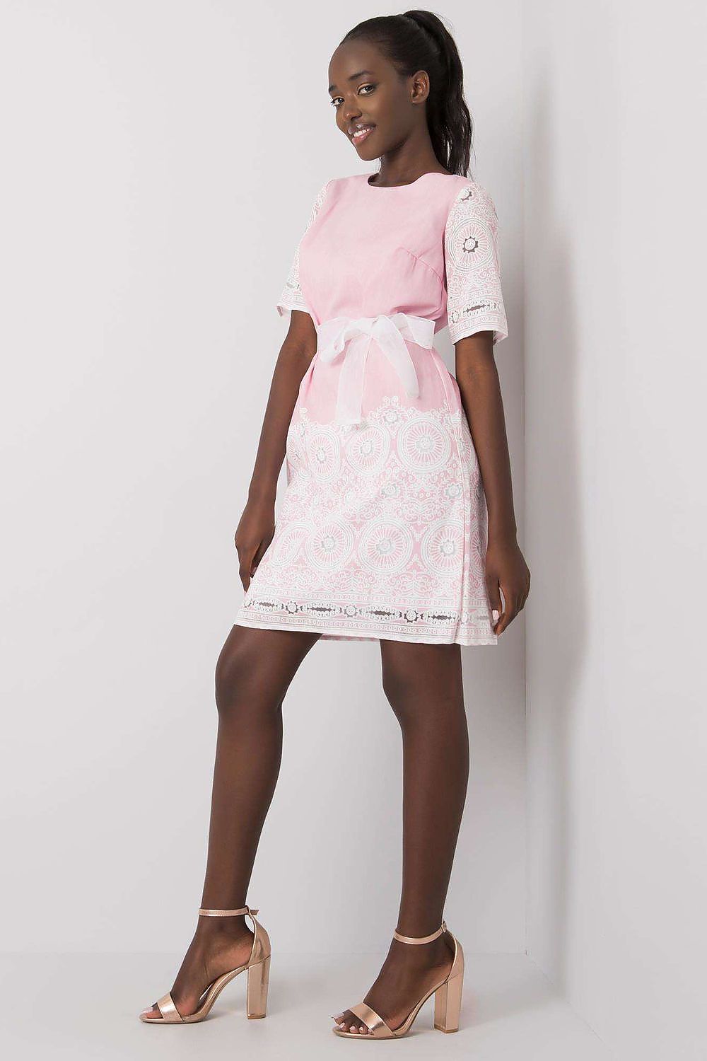 blue short sleeve day dress view 6