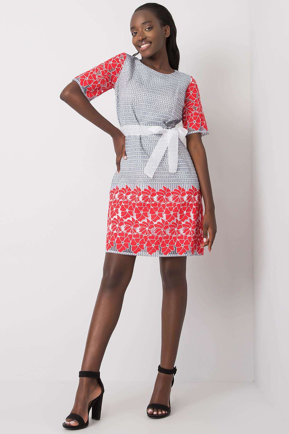 blue short sleeve day dress view 8