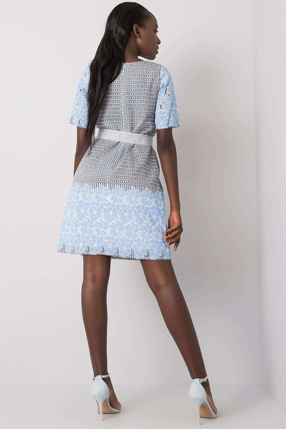 blue short sleeve day dress view 13