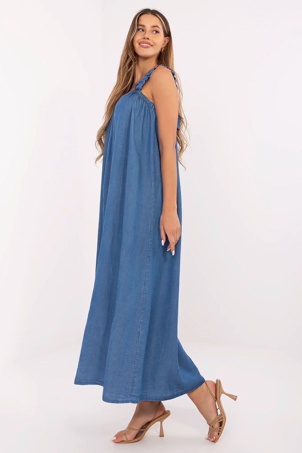 blue square neck mini day dress alternate angle