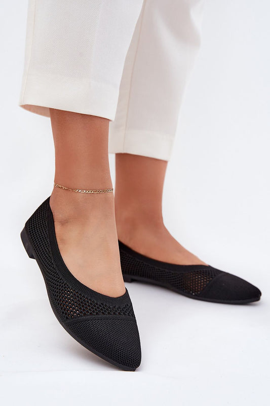 black ballet flats front view