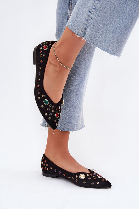 black ballet flats front view