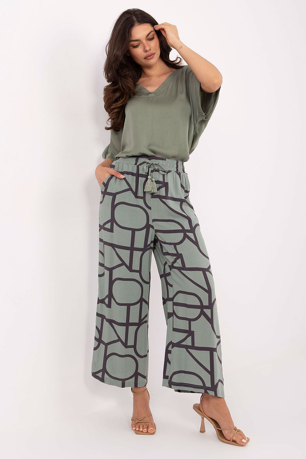 Women's Green, Black, and Blue Women Trousers view 19