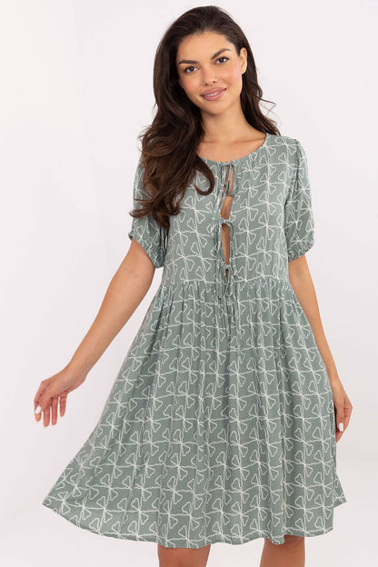 Women's Black, Green, and White Daydress back view