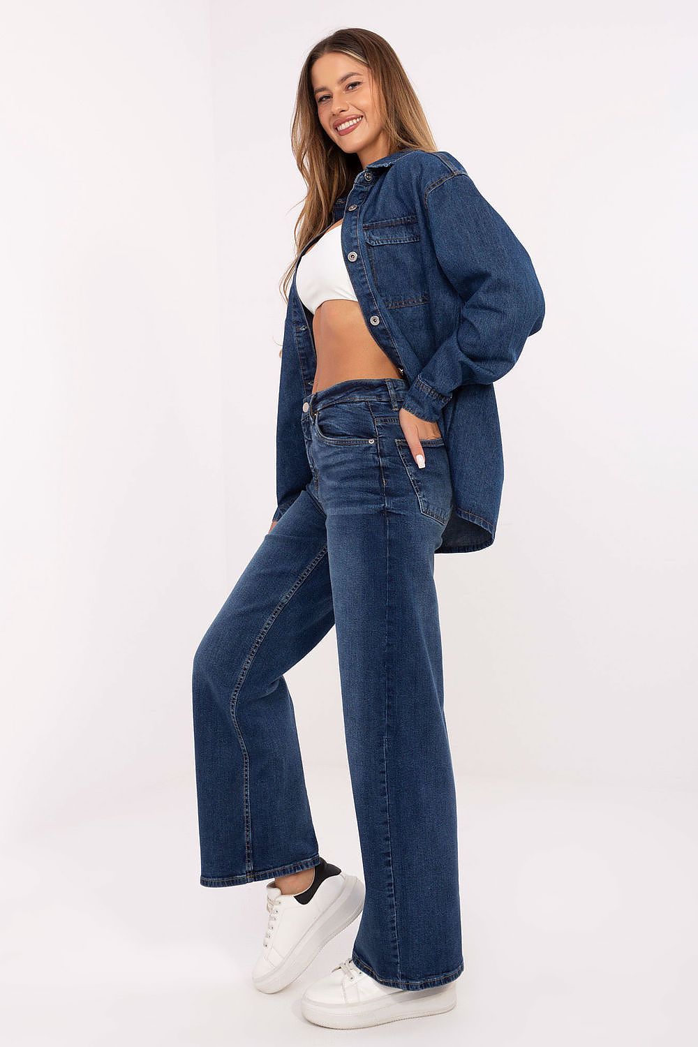 Women's Blue and Black Jeans front view