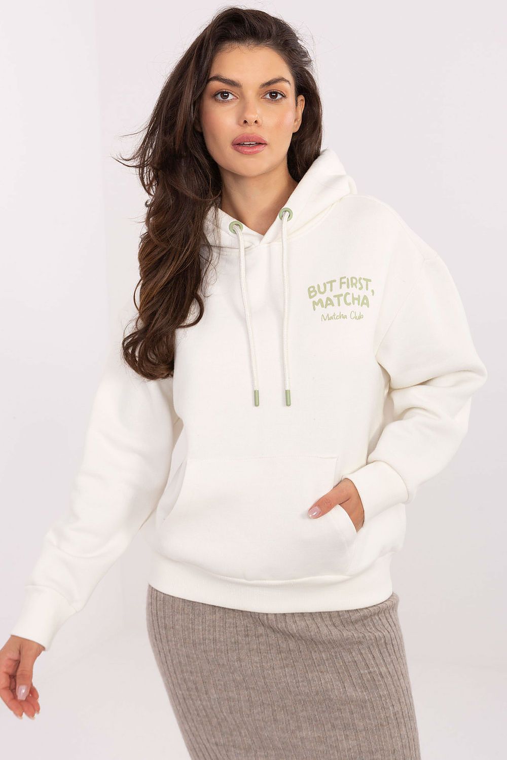 Women's White and Pink Sweatshirt front view