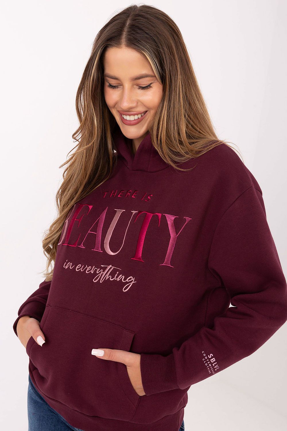 Women's White, Red, and Beige Sweatshirt back view