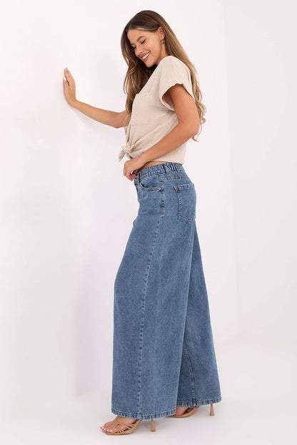 Women's Blue and Grey Jeans side view