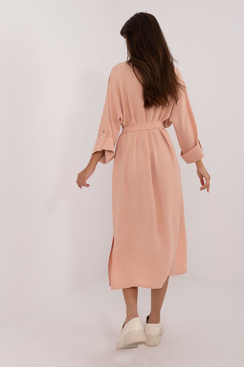 brown belted midi day dress view 9