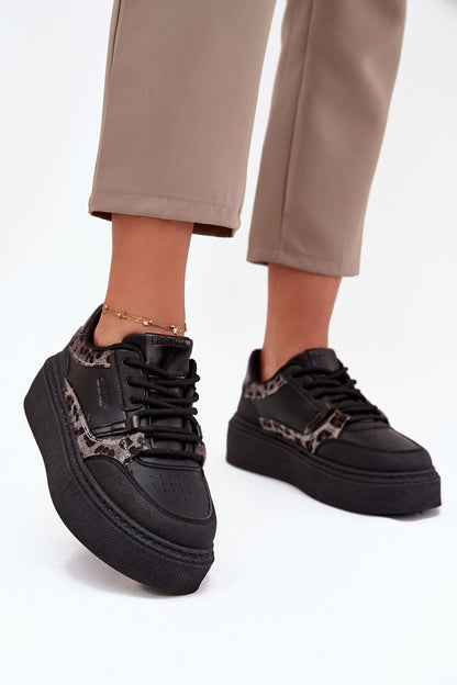 black lace sport shoes front view