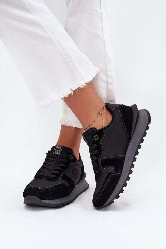 black sport shoes front view