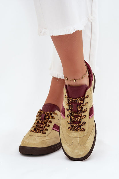 green sport shoes front view