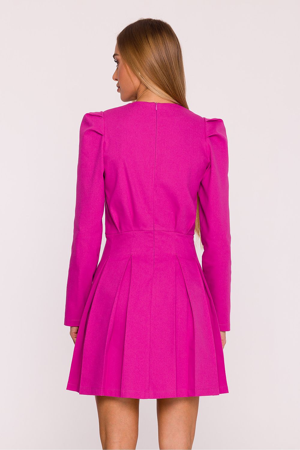 pink long sleeve mini day dress detail view