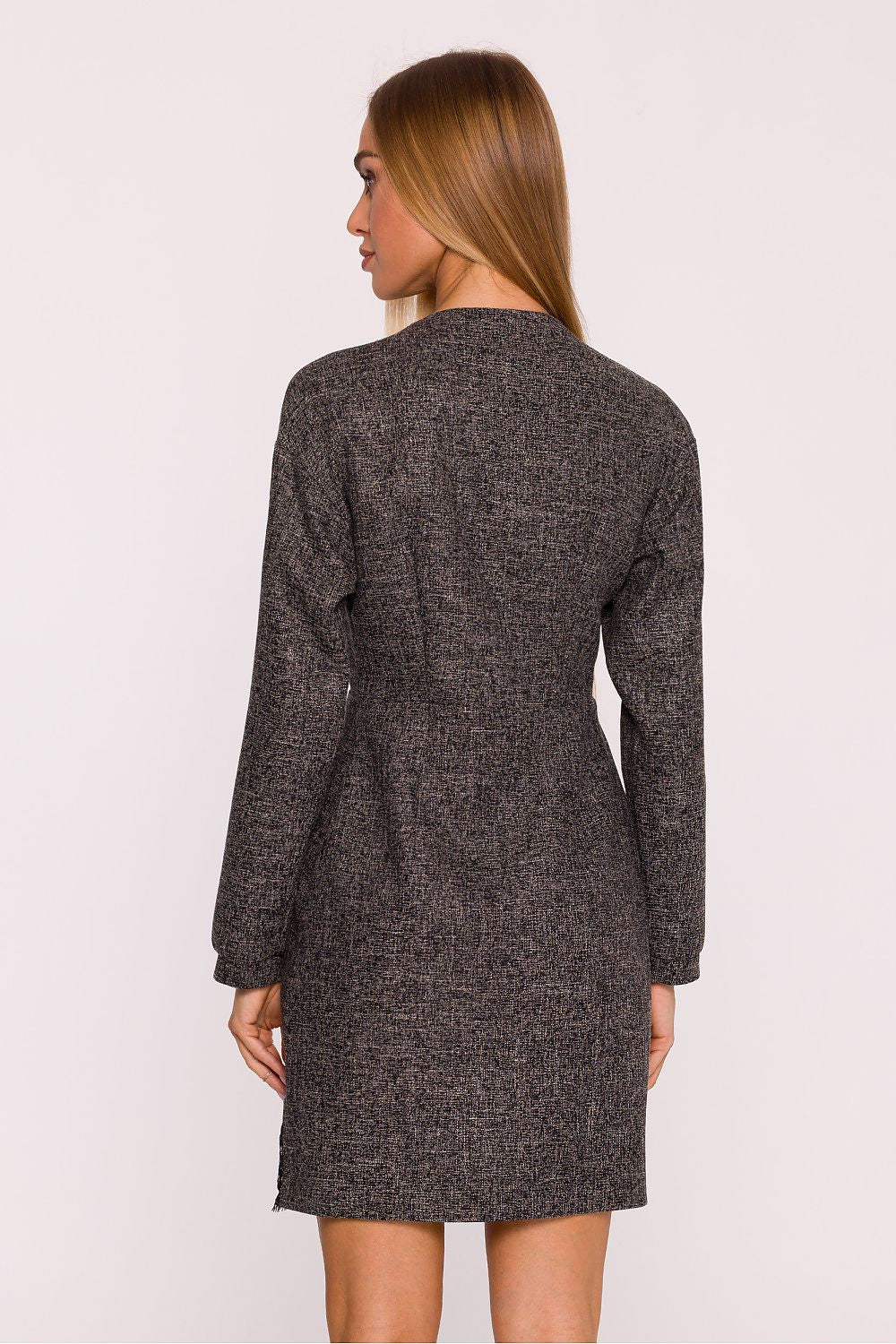 pink long sleeve mini day dress view 9