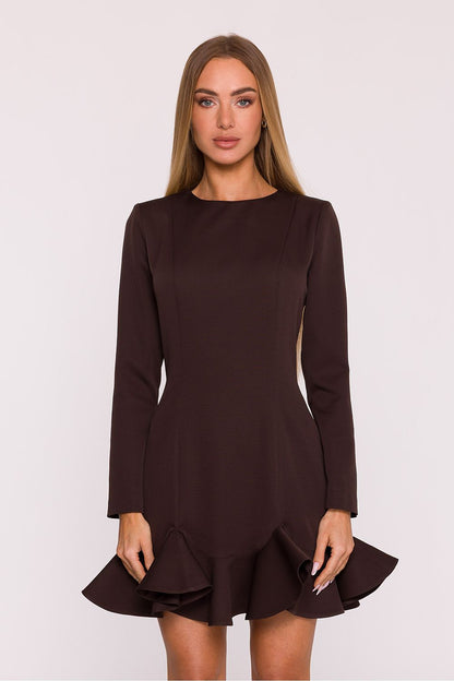 green ruffle long sleeve cocktail dress view 7