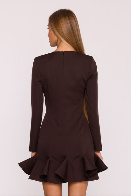 green ruffle long sleeve cocktail dress view 9