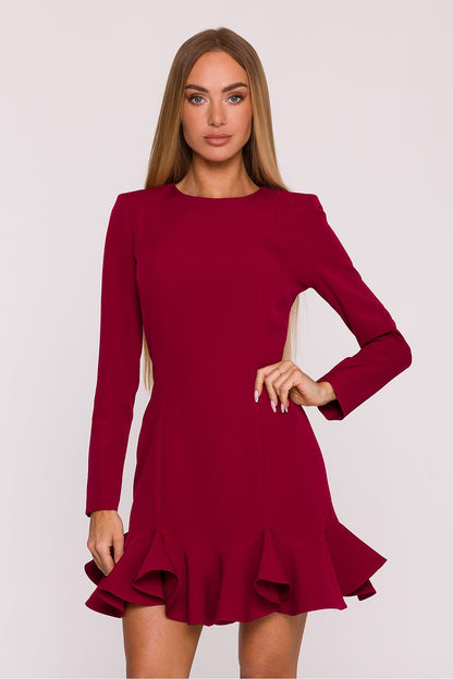 green ruffle long sleeve cocktail dress view 10
