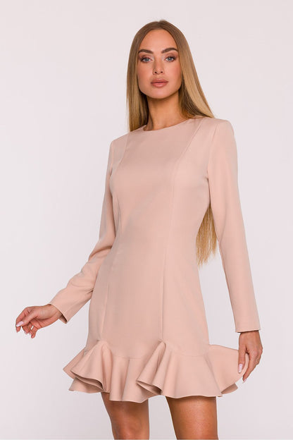 green ruffle long sleeve cocktail dress view 13