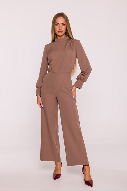 brown long sleeve suit front view