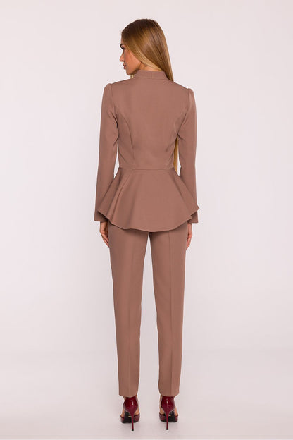 brown long sleeve v-neck suit alternate angle