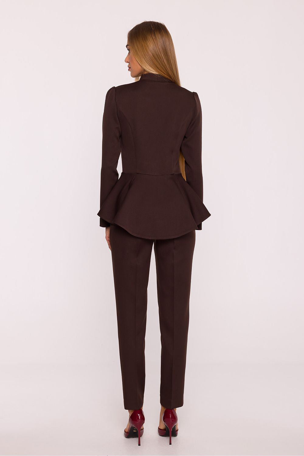brown long sleeve v-neck suit view 6