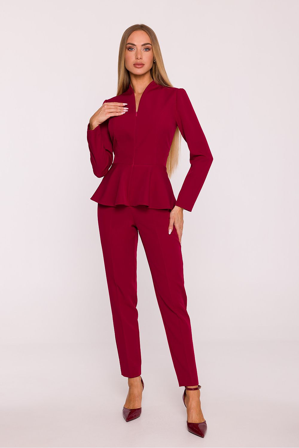 brown long sleeve v-neck suit view 7