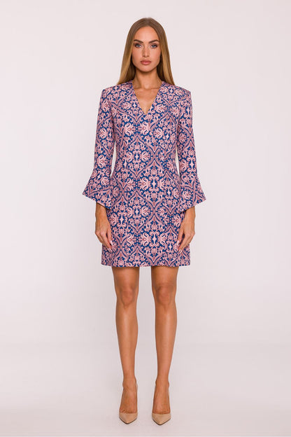 multicolor v-neck mini vibrant multicolor v-neck mini dress with floral print – feminine retro style perfect for summer