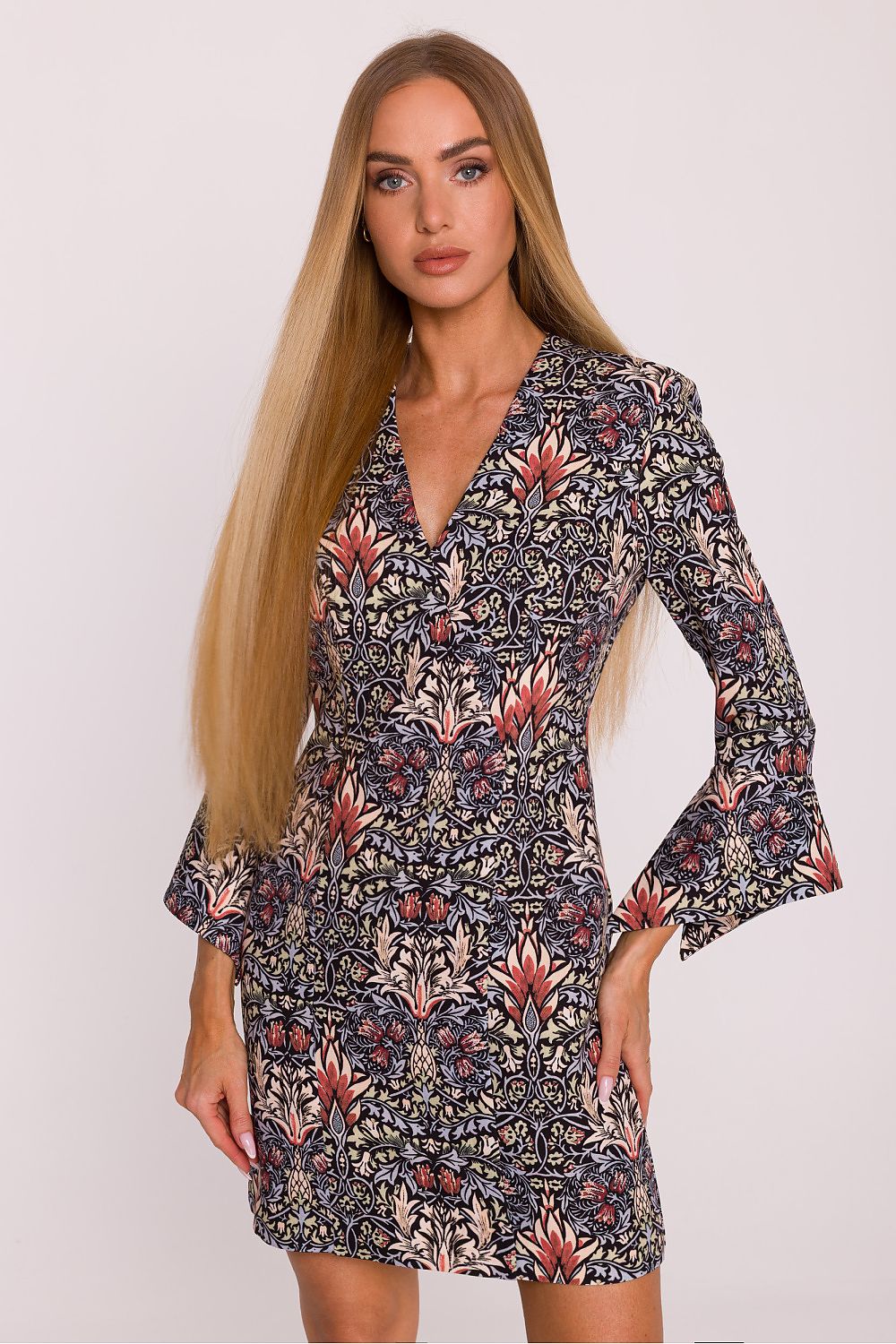 multicolor v-neck mini vibrant multicolor v-neck mini dress with floral print – feminine retro style perfect for summer