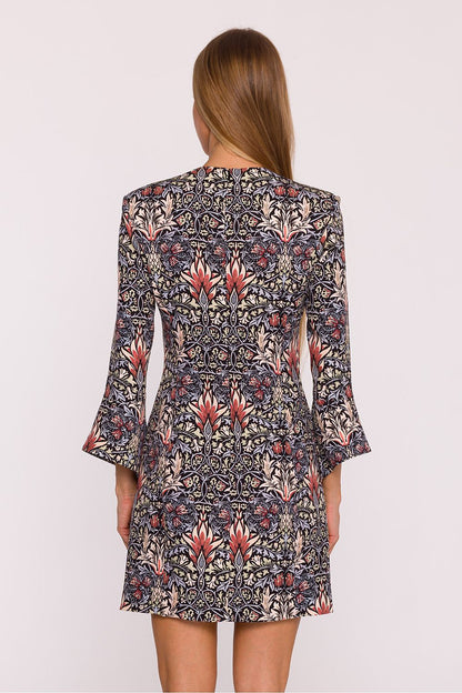 multicolor v-neck mini vibrant multicolor v-neck mini dress with floral print – feminine retro style perfect for summer