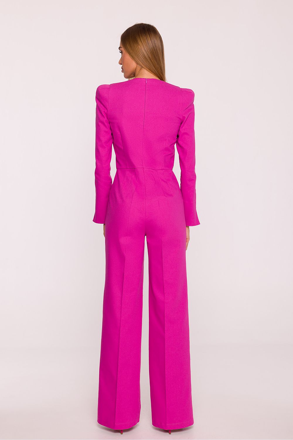 pink flared long sleeve suit alternate angle