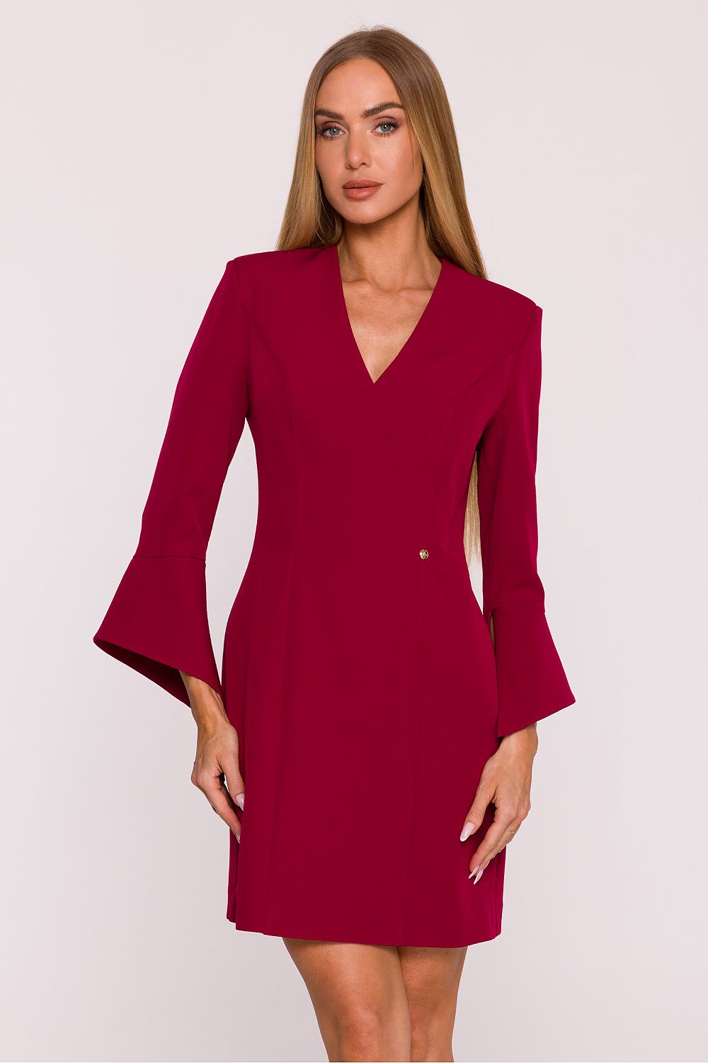 green v-neck mini day dress view 10