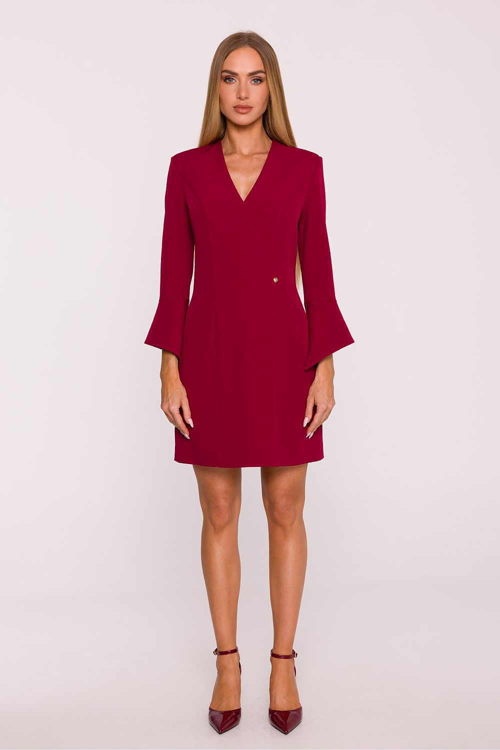 green v-neck mini day dress view 11