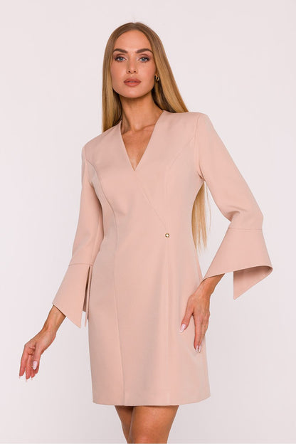 green v-neck mini day dress view 13