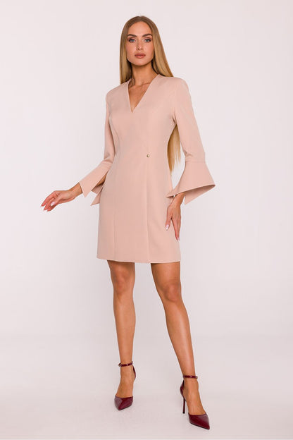 green v-neck mini day dress view 14