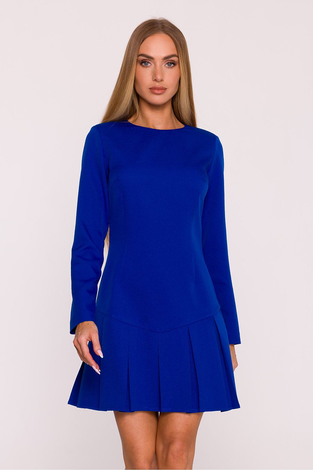 brown long sleeve mini elegant brown long sleeve mini dress – timeless & modern classic back view