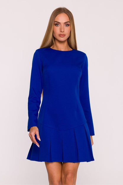 brown long sleeve mini elegant brown long sleeve mini dress – timeless & modern classic back view