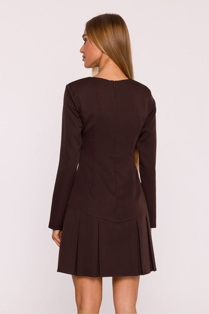 brown long sleeve mini elegant brown long sleeve mini dress – timeless & modern classic view 9