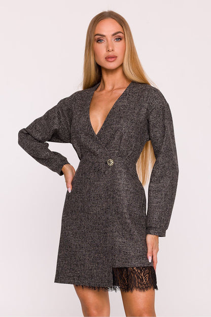 pink lace v-neck day dress view 7