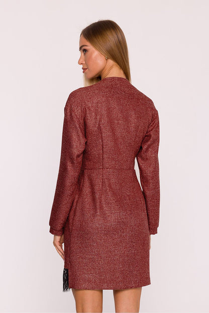 pink lace v-neck day dress view 12