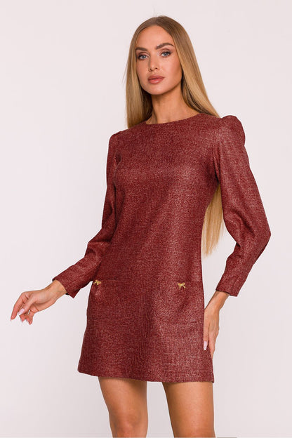 pink long sleeve mini vivid pink long sleeve mini dress with tweed elegance | chic & feminine style for every occasion