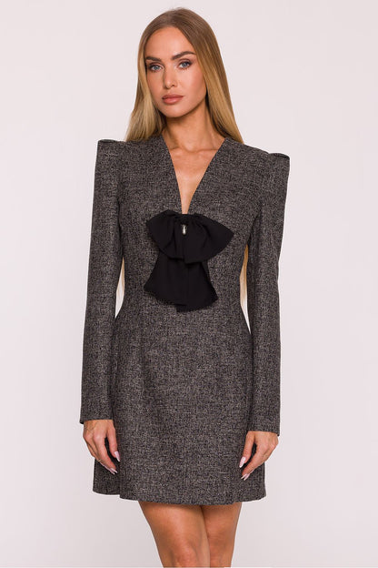 pink v-neck mini chic pink v-neck mini dress with tweed fabric – elegant & modern style for daywear view 7