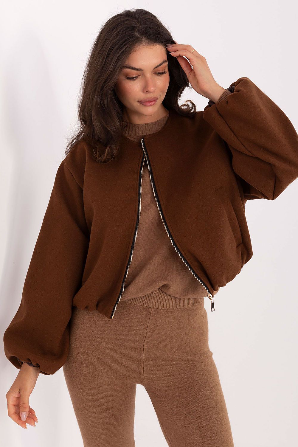 brown jacket front view