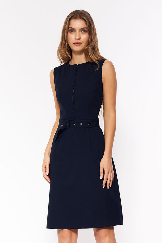 navy blue mini day dress front view