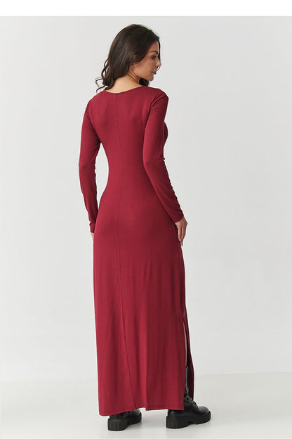 red long sleeve mini vivid red long sleeve maxi dress | elegant & comfortable day wear alternate angle
