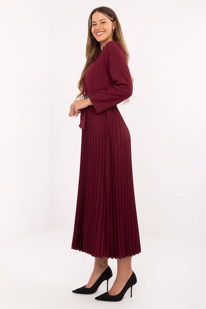 brown pleated flared elegant brown pleated flared maxi dress with classic sailor collar for stylish occasions view 8