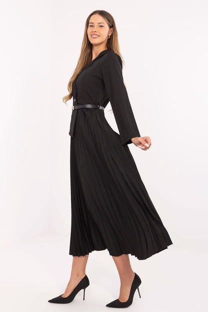 brown pleated flared elegant brown pleated flared maxi dress with classic sailor collar for stylish occasions view 11
