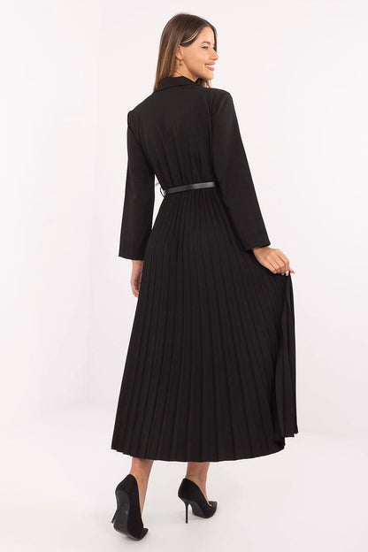 brown pleated flared elegant brown pleated flared maxi dress with classic sailor collar for stylish occasions view 12